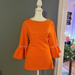 Sara Campbell Orange Bell Sleeve Top